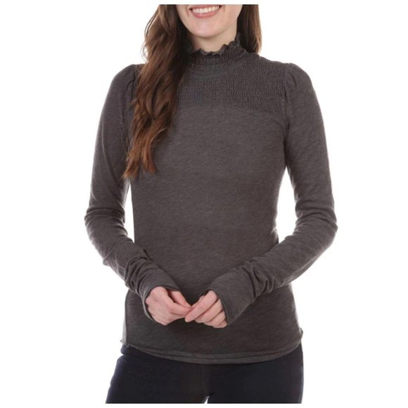 Free People Caroline Smocked Turtleneck Top Sz S - Picture 3 of 10